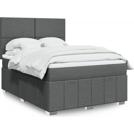 Boxspringbett mit Matratze Dunkelgrau 140x190 cm Stoff (1/5)