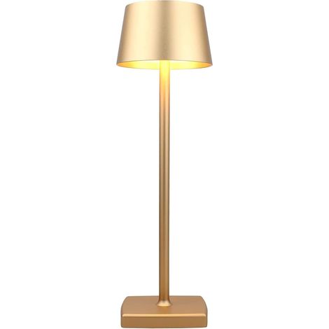 Lámpara de mesa inalámbrica, batería recargable de 5200 mAh, resistencia al agua IP54, aleación de aluminio, luz LED cálida de 3 W, para interior y exterior, restaurante, bufé, bar, cafetería, dorado (1/5)