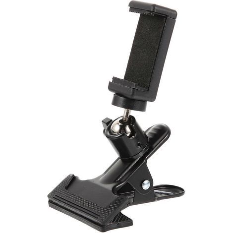 Gitarrenförmige Handyhalterung mit 360° drehbarer Klemme und Gitarrenkopfhalterung – 11,5 x 9,5 cm – Schwarz (1/4)