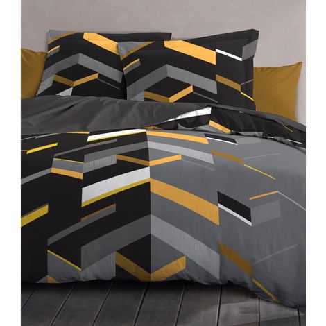 Parure de couette 3 pieces coton 57 fils gris Foncé 220x240 cm - MARCO (1/3)
