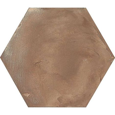 Carrelage sol / mur hexagonal effet ciment vieilli marron 25x21,6 cm TERRA ROSSO HEXAGONAL (vendu par boite de 1,17m2) (1/3)