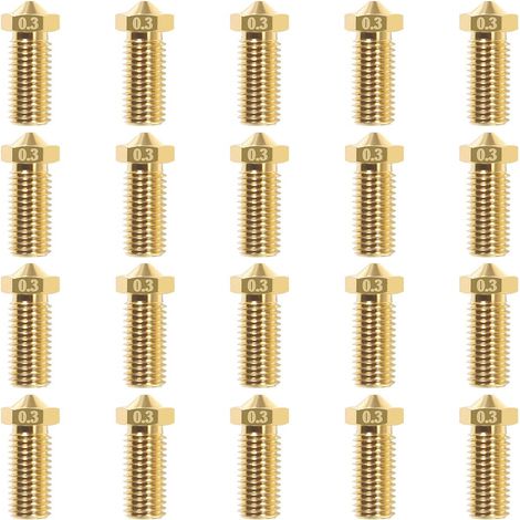 20 Stück 0,3 mm 3D-Düse aus vulkanischem Messing für V5 V63D-Drucker, Extruder-Jet-Druckkopf