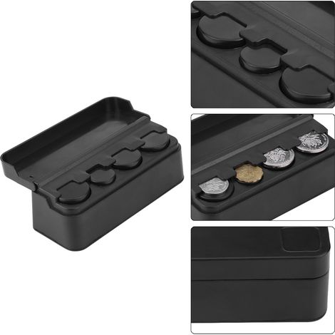 Porte-monnaie universel pour voiture, boîte à pièces en plastique noir, organisateur de monnaie pour habitacle (1/5)