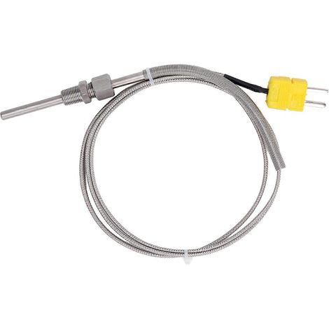 Thermoelement-Sonde Typ K, Temperaturfühler, 1/8" NPT-Gewinde, 80 mm, 1 m, gelb, Außengewinde