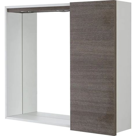 Specchio contenitore 68x61 cm rovere scuro con pensile e LED Way (1/5)