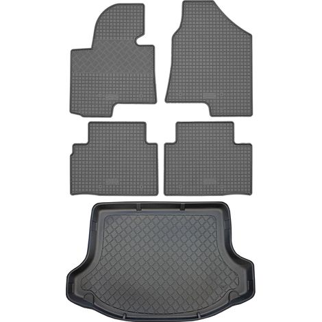 Ensemble de tapis de sol en caoutchouc pour Kia Sportage III SUV (5 portes) d'août 2010 à décembre 2015 : tapis de sol de voiture et tapis de coffre. (1/5)