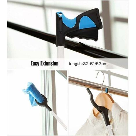 Pince à déchets, Outils de Ramassage, Pince Extension Pliable, Outil d'aide Handicapé en Aluminium avec Pince Rotative en Caoutchouc, Extension à Bras Long pour Ramasse-Déchets- Bleu (1/5)