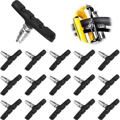 Set di 16 pastiglie freno a V per biciclette e mountain bike con bulloni, ceppi freno con superficie curva da 70 mm, ceppi freno per mountain bike, city bike e bici da strada (1/5)