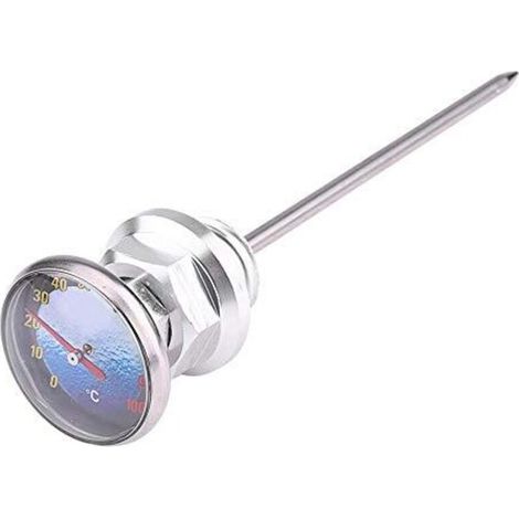 Jauge d'Huile de Moto, Jauge de Niveau d'Huile avec le Thermomètre pour Moto 125cc en Alliage d'Aluminium (Silver) (1/5)