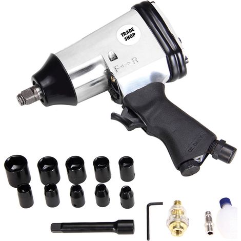 TrAdE Shop Traesio - Avvitatore Pneumatico Ad Aria 1/2 Con Valigia E Bussole Pistola Svita Bulloni - (1/3)