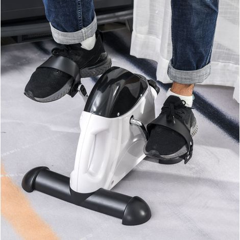 Mini pedalier de ejercicio 40×39×29 cm de hierro blanco, resistencia ajustable – MEUBLIV (1/5)
