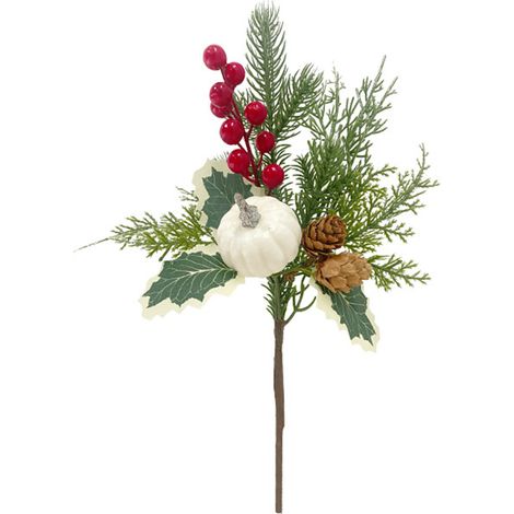 Künstliche Kiefernnadeln mit einem Stiel, Innendekoration im europäischen und amerikanischen Stil, grüne Weihnachtspflanze, Blumenarrangement, Christbaumschmuck (3-zackige Weihnachtsblätter, weißer Kü (1/2)