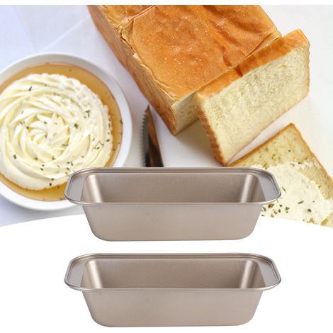 Moule à pain rectangulaire en acier au carbone antiadhésif, doré, idéal pour les toasts et les gâteaux. (1/5)