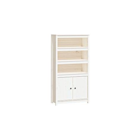 Buffet haut Blanc 80x35x154 Bois massif de pin (1/5)