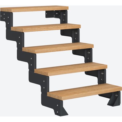 Dolle Modultreppe Gardentop Innen Eiche 5 Stufen 90-110cm Geschosshöhe 75cm Stufenbreite ohne Geländer (1/4)