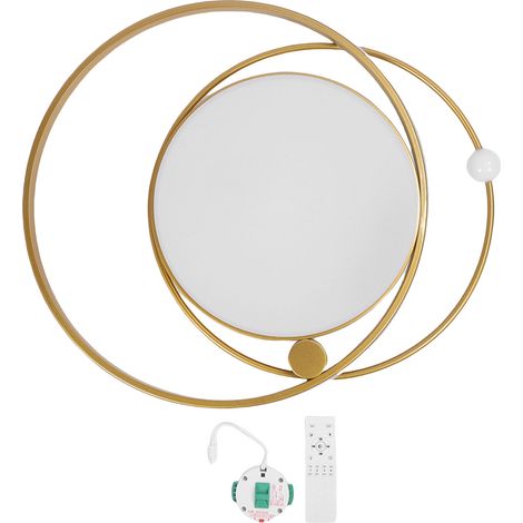 Plafonnier LED moderne dimmable, montage encastré avec télécommande pour chambre, salon, salle à manger et cuisine, doré (1/5)
