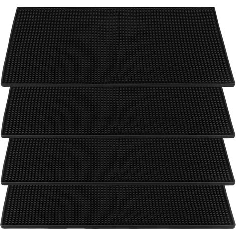 Lot de 4 Tapis de Bar en Caoutchouc Noir de 15 x 30 cm, Tapis d'Égouttement en Silicone Antidérapants, pour Bar, Machine à Café (1/5)