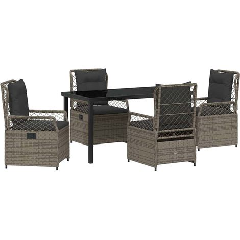 Maison Exclusive - Set da Pranzo per Giardino 5 pcs Grigio polyrattan (1/5)