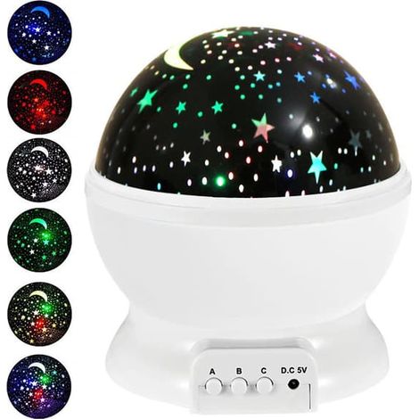 Projecteur de ciel étoilé LED avec lune, veilleuse, couleurs réglables, rotation à 360°, blanc, pour chambre à coucher, chambre d'enfant, décoration, cadeau. (1/5)