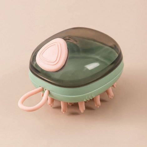 Brosse Pour Bain Chien - Tête En Silicone Souple - 3-en-1 Pour Brossage Massage Et Démêlage - Vert - 1 Pièce (1/5)