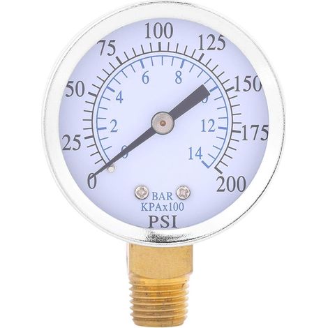 Jauge hydraulique, 1/4 "NPT 0-200PSI 0-14bar manomètre pression hydraulique du compresseur d'air pour la mesure bar/psi (1/5)