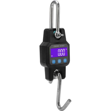 Digitale 300-kg-Waage mit hintergrundbeleuchtetem Display, Hebevorrichtung mit Haken, schwarze Hängewaage für Lager und Industrie (1/5)