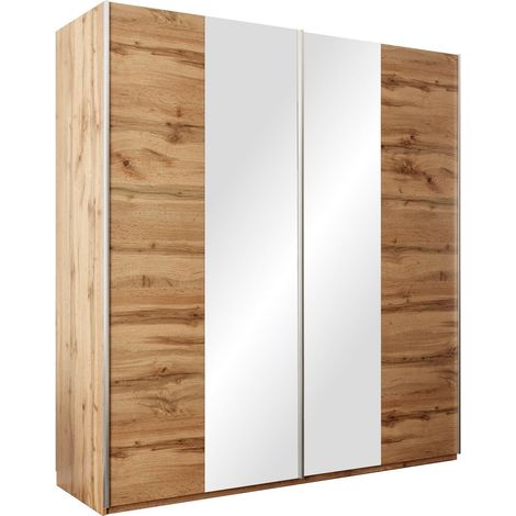 Armario Honolulu 128, Roble wotan, 210x200x65cm, Puertas de armario: Correderas, Número de estantes: 8
