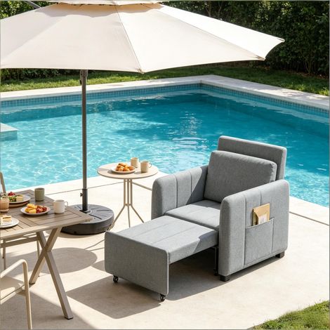 Fauteuil-lit extensible dossier réglable 5 positions Canapé TV extra-long