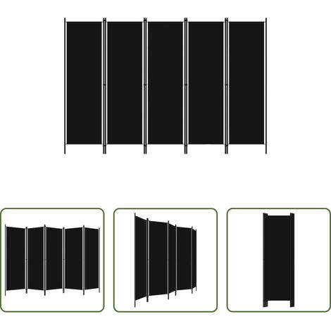 Raumteiler 5-teilig - 5-tlg. Raumteiler Schwarz 250x180 cm (1/5)