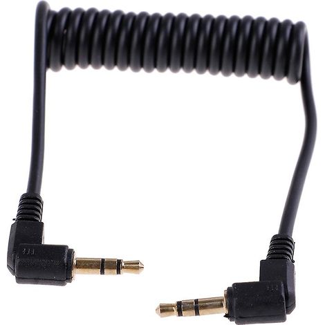 Câble audio spiralé coudé à 90 degrés avec prise jack 3,5 mm et cordon auxiliaire (1/5)