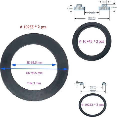 Rondelles et joints de rechange pour Intex 25076RP (10745, 10262, 10255) et un kit de réparation général (6 pièces). (1/3)