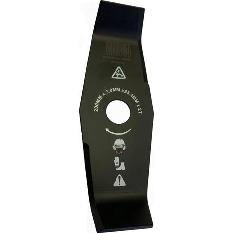 Lame de débroussailleuse 2 dents courbées 200 mm – Épaisseur 3 mm – Acier nickel pour coupe ronces et taillis épais (1/2)