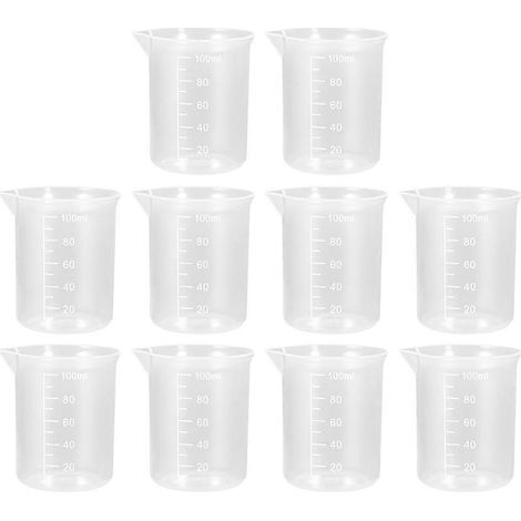 Lot de 10 gobelets doseurs en plastique gradués pour laboratoire.-7X5.6CM-Transparent
