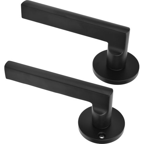 Verrou de porte intérieur noir, poignée de porte universelle pour chambre, maison, bois massif, serrure à mortaiser, couleur de cylindre aléatoire. (1/5)
