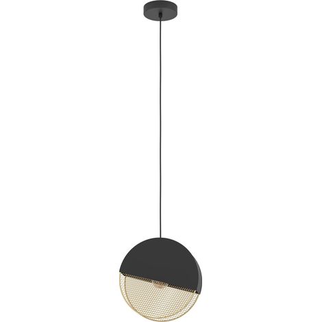 EGLO Hängelampe Mumbles, Esstisch Pendelleuchte 1-flammig, elegante Esszimmerlampe aus Metall in Schwarz und Gold, Hängeleuchte mit E27 Fassung