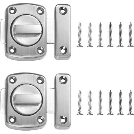 2Pcs Rotating Door Latch Safety Door Bolt Lock Zinc Alloy Door Latch Revolving Door Lock with Screws for Bathroom Door Cabinet Door (Silver) (1/5)