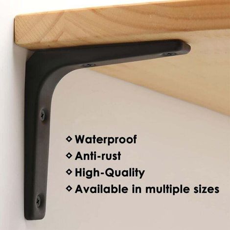 Matte black metal wall brackets – Heavy duty, 100 × 100 mm, set of 4 for shelves and kitchen decoration