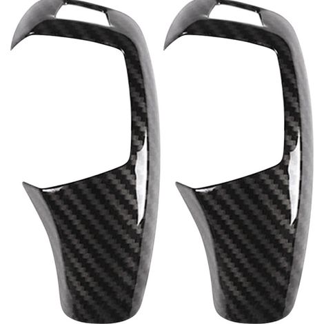 Dos embellecedores de fibra de carbono para la tapa del pomo de la palanca de cambios, aptos para los modelos BMW F20, F30, F31, F34, X5, F15, X6, F16, X3, F25, X4, F26 y F1.