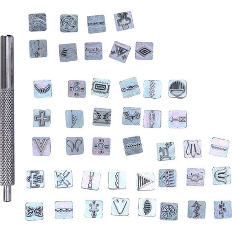 Ensemble de 43 Tampons en Laiton pour Maroquinerie - Outils de Gaufrage sur Cuir avec Poignée (1/5)