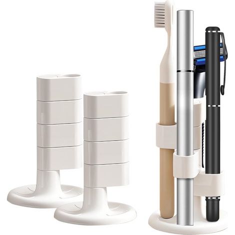 Porta spazzolini per il bagno, scatola porta spazzolini, set portaoggetti per tutta la famiglia, per casa, hotel, bancone della cucina e (1/4)
