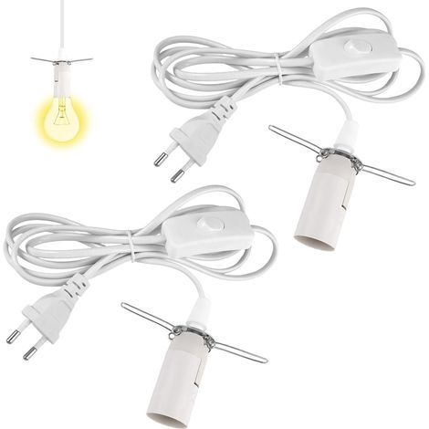 2 Pièces Câble Douille E14, 1.8M Cable, Douille E14 avec Interrupteur, Douilles de Lampe avec Câble et Interrupteur pour Lampadaires Lustres, La Chambre et La Cuisine (1/5)