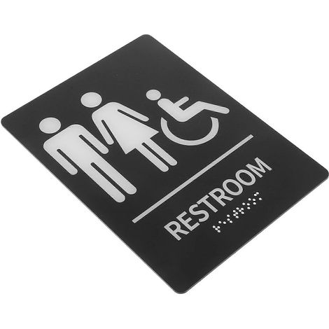 Autocollants en braille acrylique pour toilettes publiques, lot de 4, design à contraste élevé. (1/5)