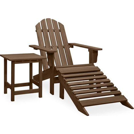 Chaise Adirondack de jardin avec pouf amovible et table en sapin massif marron - PANGIVO (1/5)