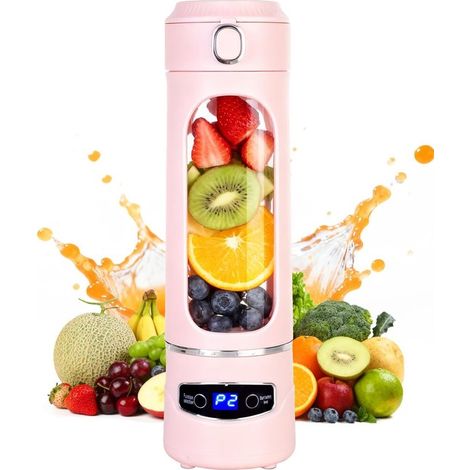 600 ml (20 oz) Großer, tragbarer Personal Mixer Leistungsstark und kabellos Für Smoothies und Shakes Pink (1/5)