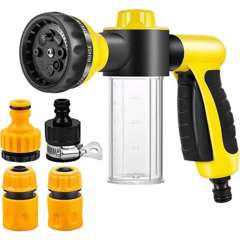 Pistolet a eau haute pression pour jardin avec mousseur arrosage des plantes et lavage de voiture raccord rapide pour tuyau