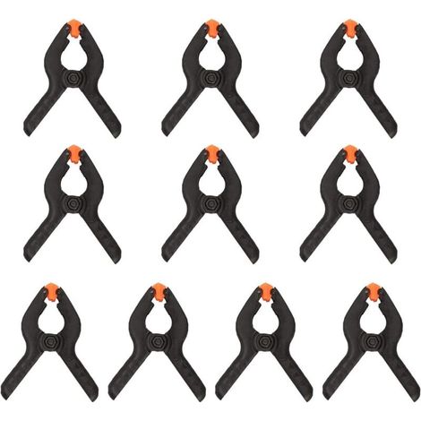 Set di 10 clip a molla in nylon da 5,1 cm, mini clip a molla in nylon di plastica nera per fondali, carta mussola, sfondi fotografici, progetti di lavoro e studi fotografici (1/4)