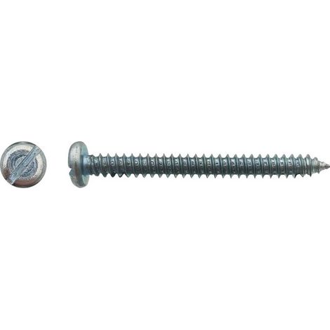 1000 Vis à Tôle Tête Cylindrique Fendue 3.5 x 12.7 mm - DIN 7971 - Zingué blanc - D-Work