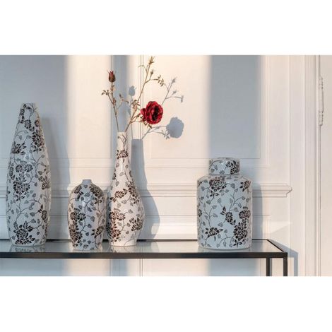 Vase Déco en Porcelaine "Zen" 24cm Noir & Blanc (1/4)