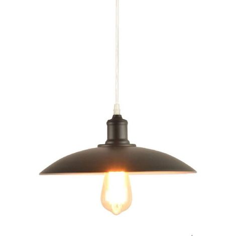 Suspension industrielle vintage Edison, plafonnier classique en métal pour hall d'entrée, bar, restaurant, bureau, style rétro, sans ampoule, douille E27 (noir)