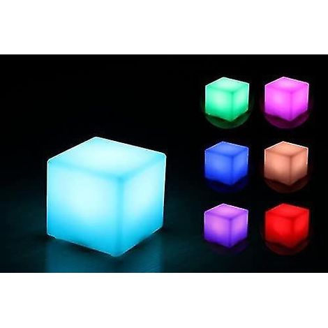 Cube lumineux LED 10 x 10 x 10 cm / Lampe de table 16 couleurs changeantes / Intensité variable (1/5)